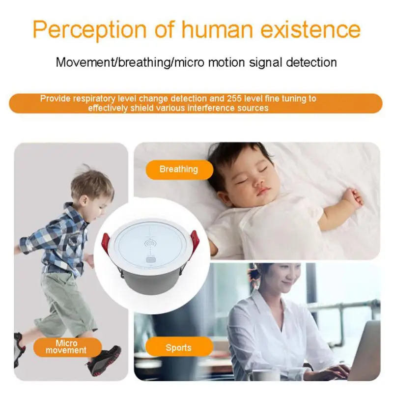 Tuya 3.0 Smart Ceiling Mounted Human Presence Sensor Breath Micro Motion Detection Human Motion Detector Gateway Required