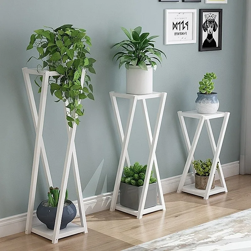 Balcony wrought iron flower rack household indoor floor-to-ceiling two-layer combination flower table green dill succulent porch