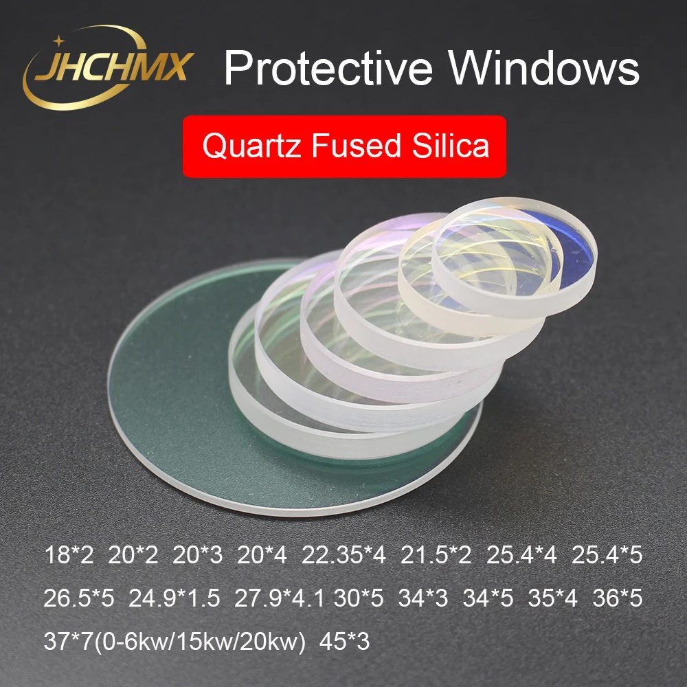 JHCHMX Laser Protective Windows/Lens Fused Silica Lens 18*2 20*2/3/4 22.35*4 30*5 27.9*4.1 36*5 37*7mm For Fiber Laser Machines