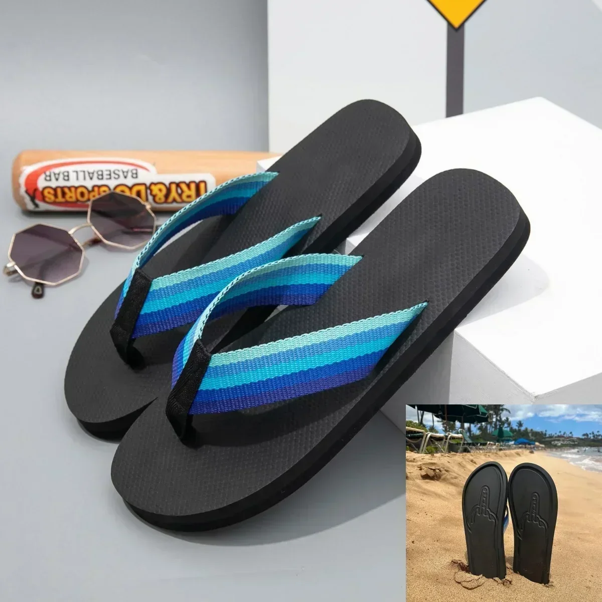 Versteckte Mittelfinger Hausschuhe Figur mit Beinen schnell trocknende Flip Flops Parodie Mittelfinger Strand Sommer Komfort rutsch feste Sandale