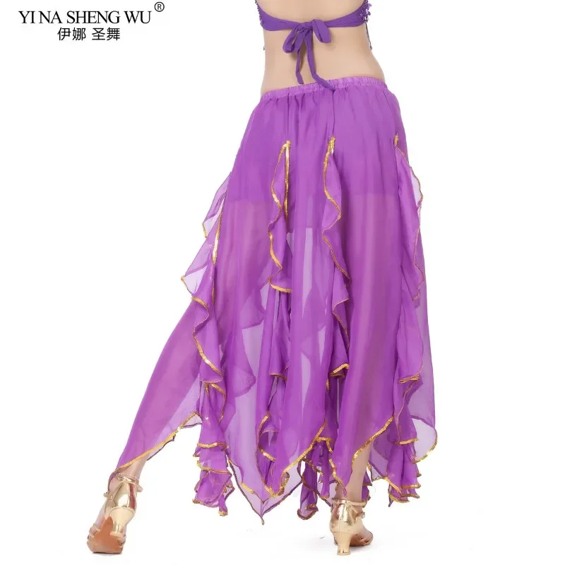 女性ベリーダンススカートインドダンス練習ハーフドレス女性のためのエレガントなスイングスカート社交パフォーマンストレーニング衣装