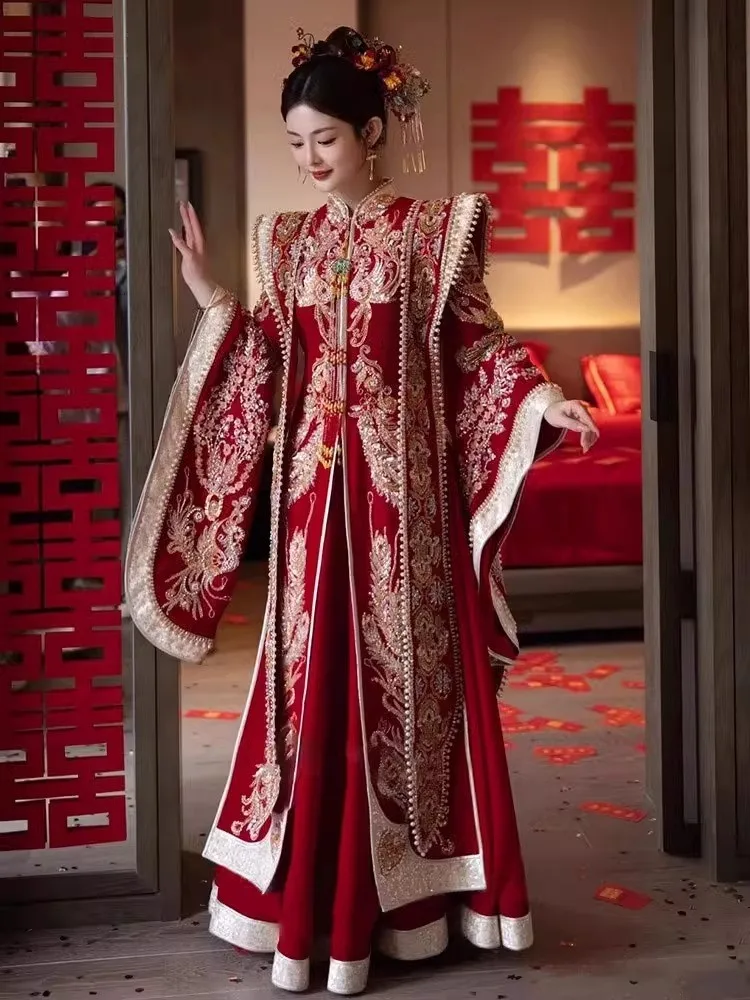 

Hanfu wedding dress plus-size bride's ancient Chinese-style gown phoenix-crowned women's heavy industry