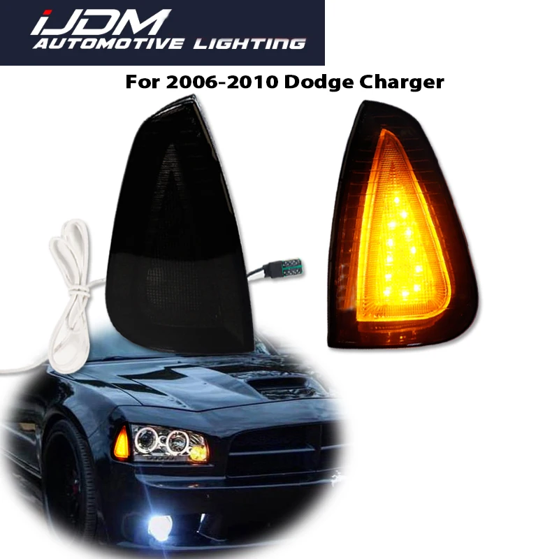 

Switchback Amber LED Car Front Corner Turn Signals Lights w/ White DRL Parking/Driving Lights For Dodge Charger 2006-2010 12V