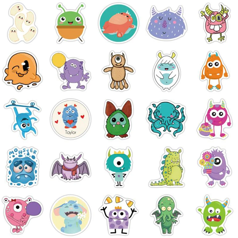 50 Stuks Cartoon Monster Stickers Bagage Gitaar Skateboard Laptop Graffiti Sticker