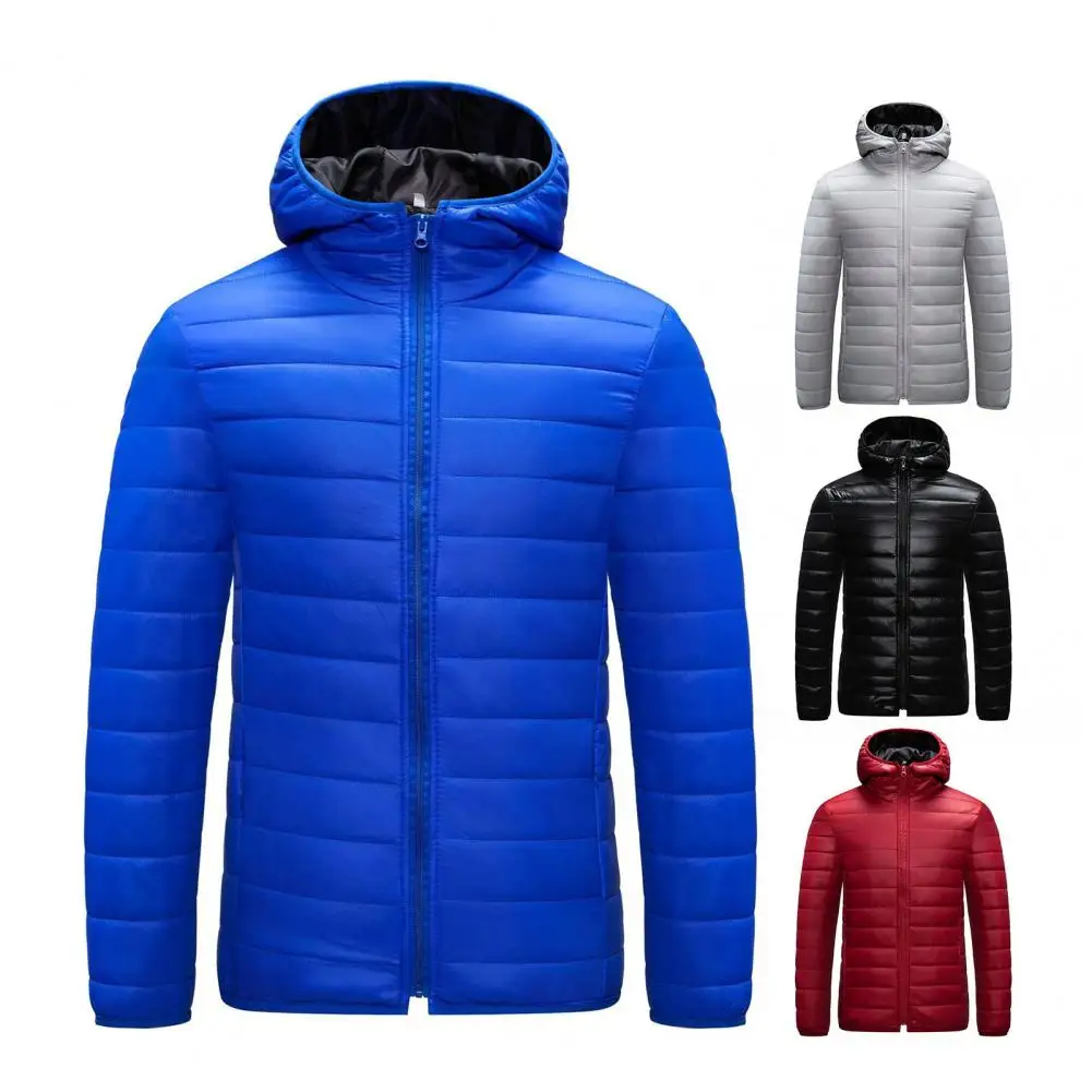 Winter Men Coat Hooded Cotton Padded Warm Windproof Parka Cotton-padded Zipper Closure Lightweight Male Down Coat Sports Clothes