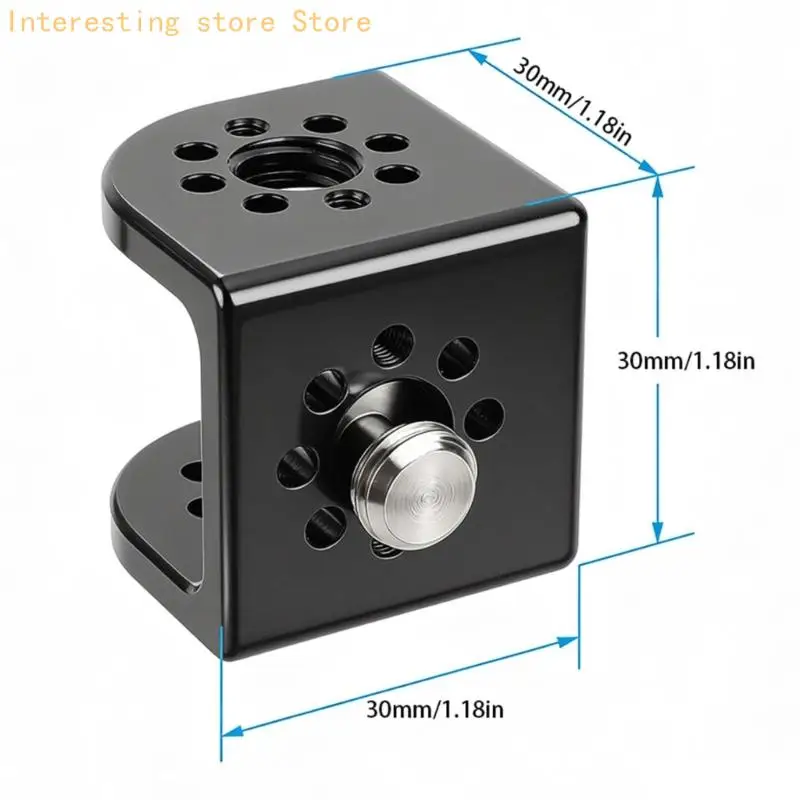 Aluminium-Kameramontageadapter mit schwarz eloxierter Oberfläche, 90-Grad-Verlängerung, 3/8"-1/4"-Schnittstellen, einfache – Detail 6