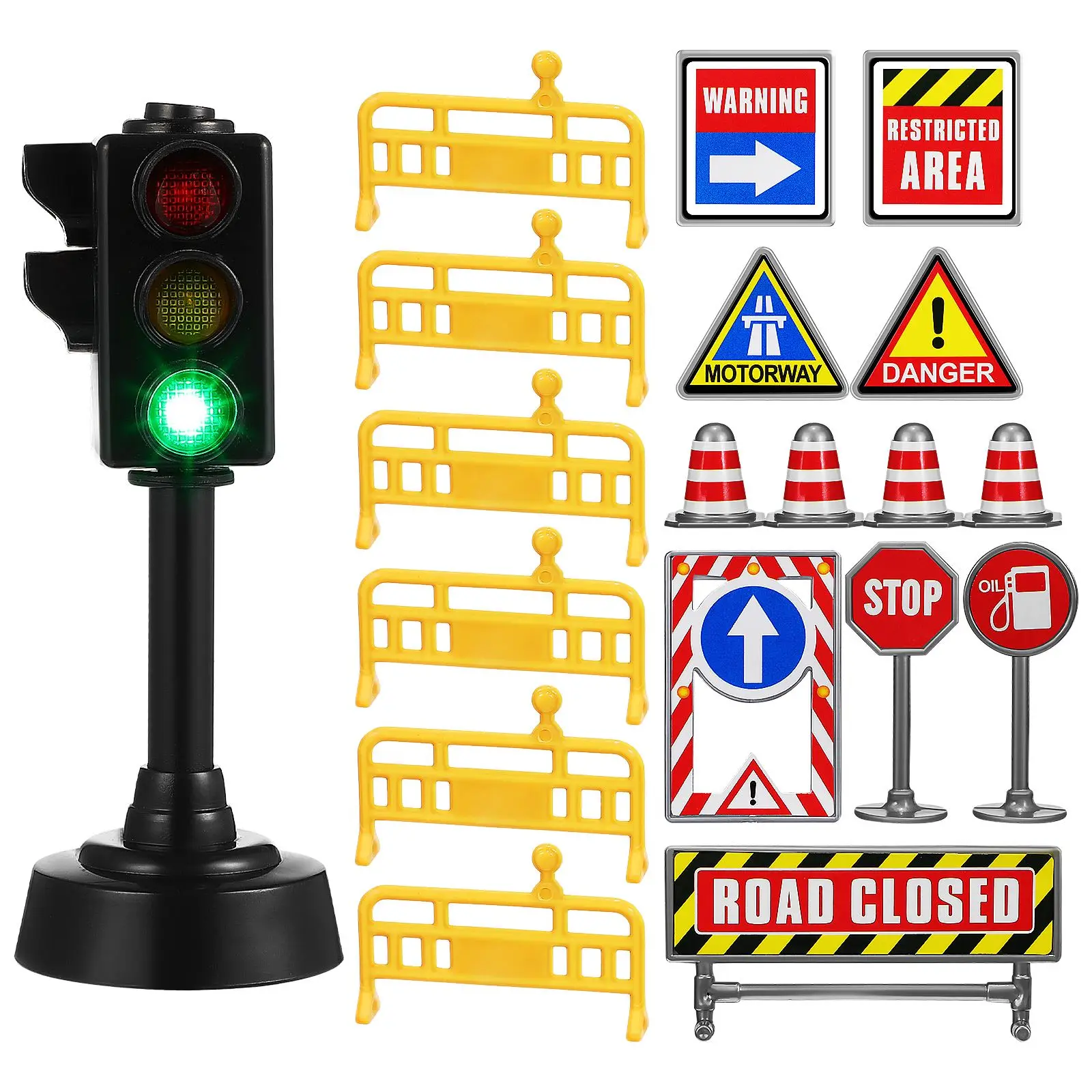 1 Set Traffic Signs Mini Traffic Cones Traffic Light Road Signs Traffic Light Lamp Early Education Toys