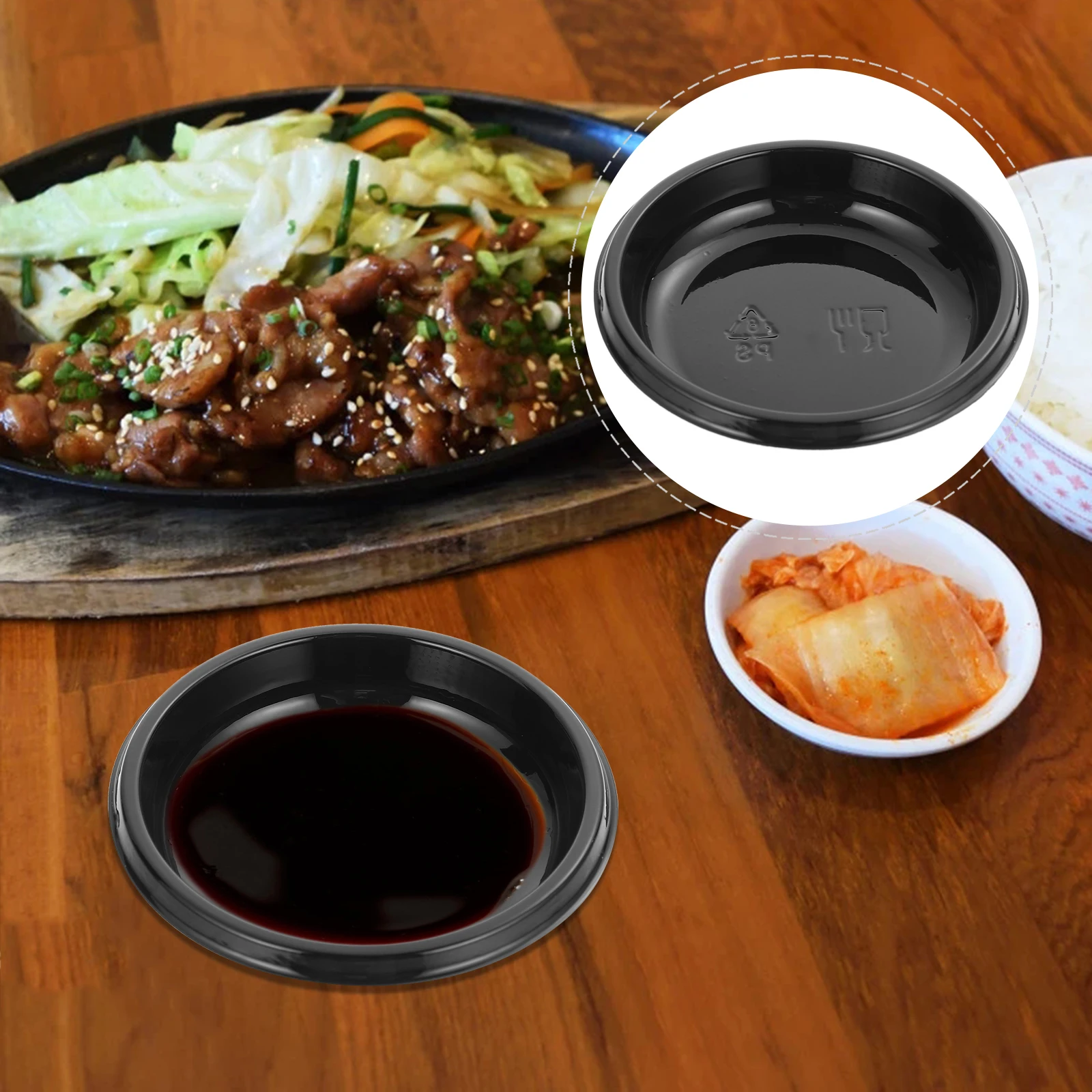 

100pcs Thickened Round Sauce Dishes High Quality Plastic Safe Home Restaurant Catering Seasoning Dish Disposable Saucer
