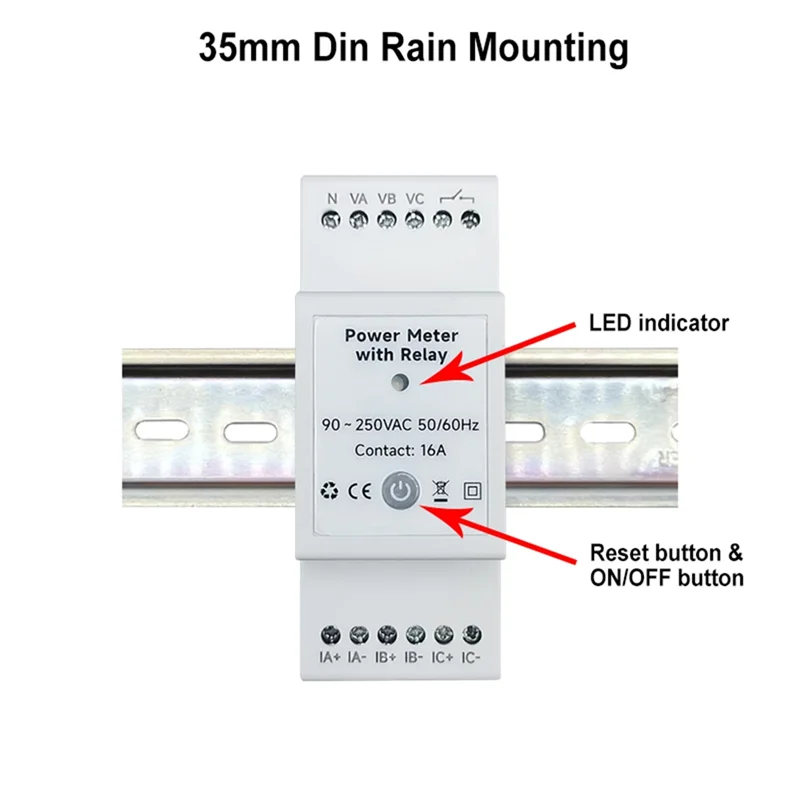 FEDI-Tuya Wifi inteligente Monitor de energía trifásico con abrazadera 80A CT bidireccional aplicación Monitor consumo de energía y estadísticas de electricidad