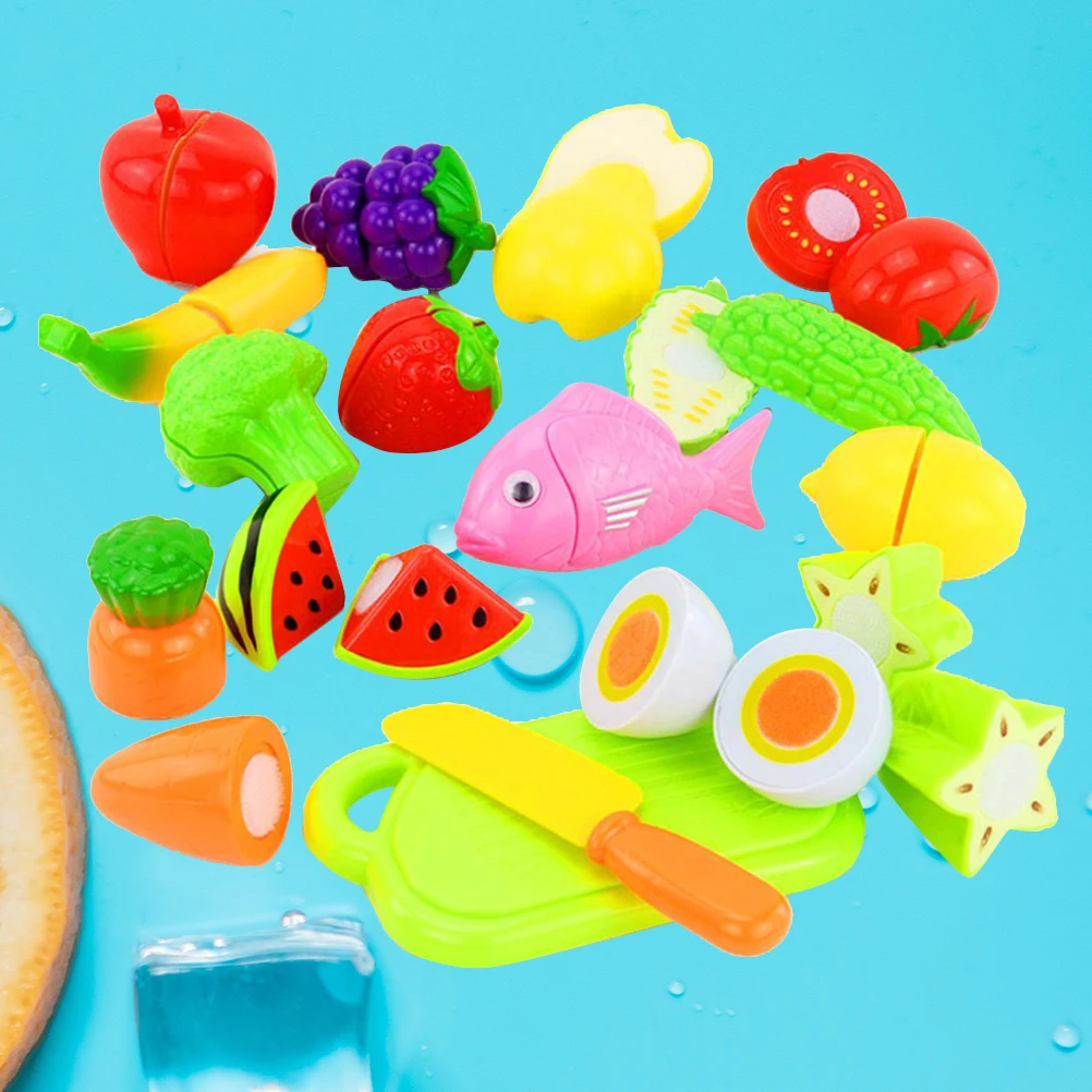 16 ชิ้น Chidren ของเล่นตลกตัดผักและผลไม้ชุดของเล่นเล่น House Kitchen ผสมผักชุดของเล่น