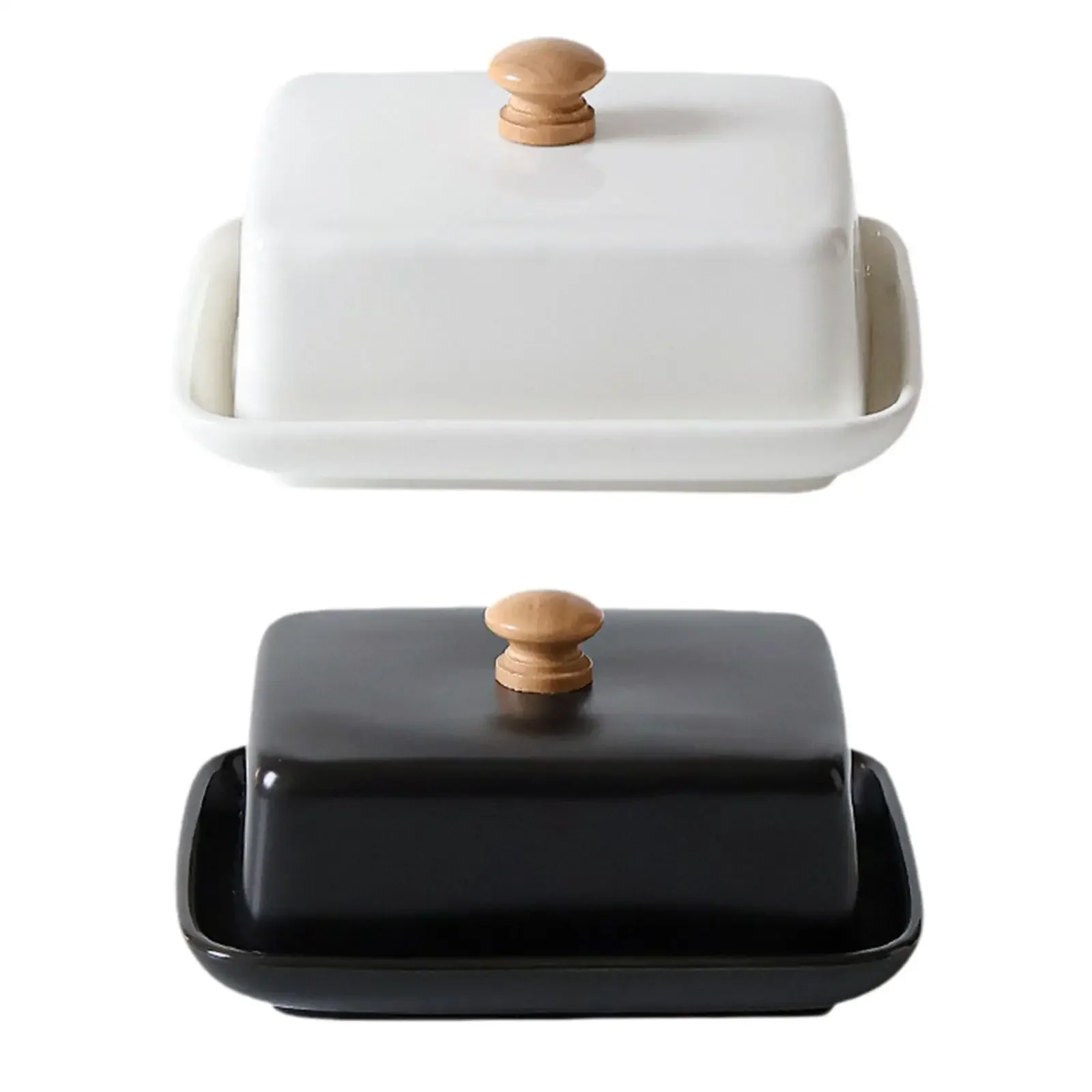 Ceramic Butter Dish with Cover Convenient Elegant Large Cream Cheese Container for Buffet Cake Shop Kitchen Household Freezer