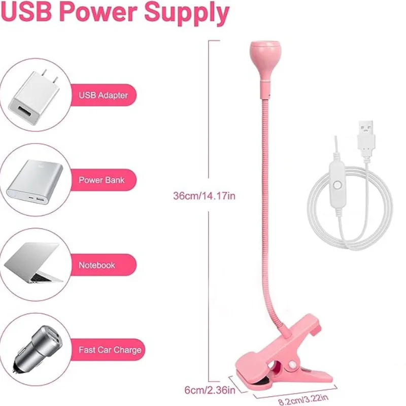 Lâmpada UV para unhas com secretária Clip-On, Mini USB Light, Flexível, Quicky Dry, Gel Nails, Manicure Salon Tools, 3W