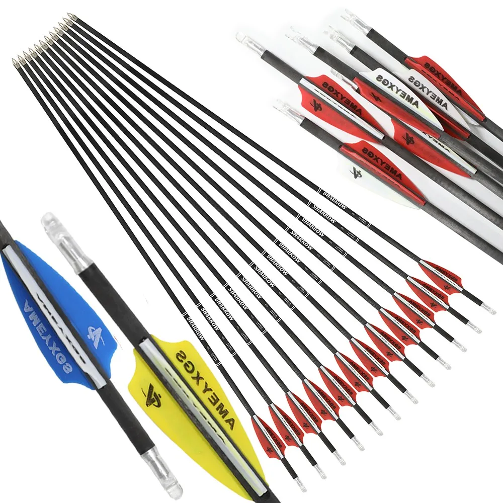 

32'' Archery Pure Carbon Arrows SP400-1200 ID4.2mm Arrow Shaft Bow Archery Bow Hunting Shooting Target Competition Arrow 6/12pc