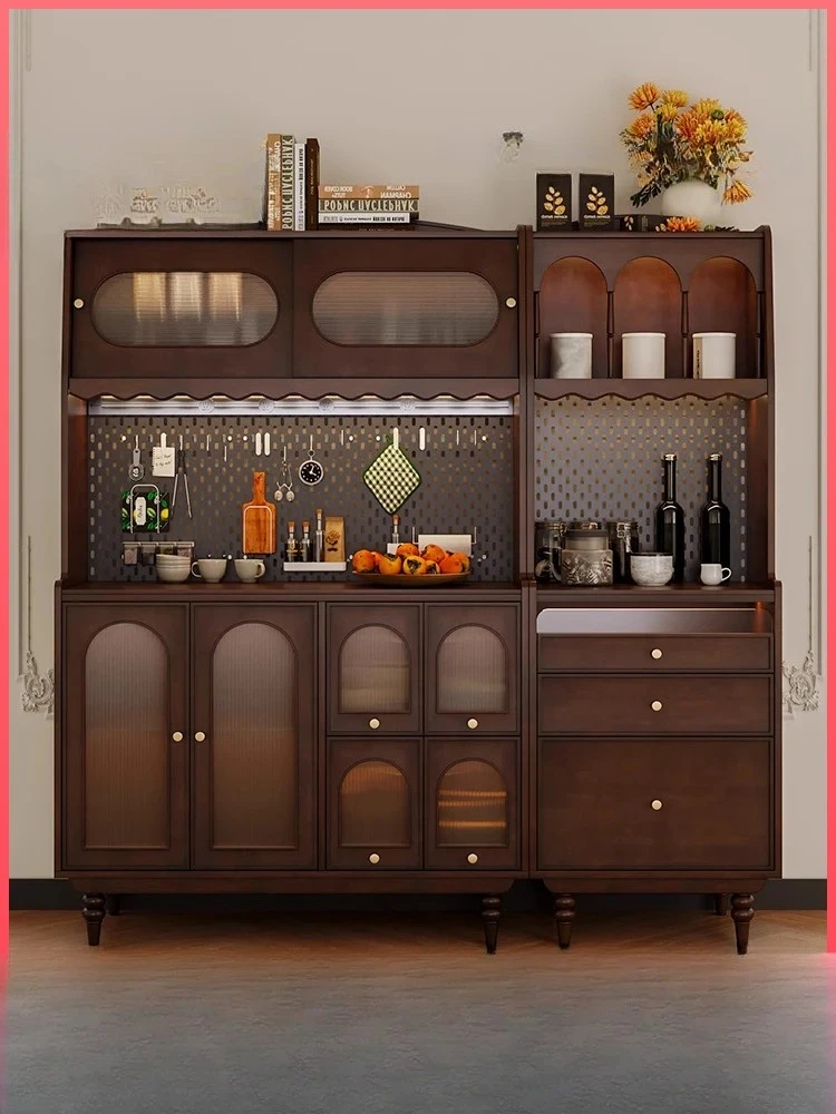 Y American solid wood kitchen dining side against the wall integrated locker French meal light luxury high sense light with hole