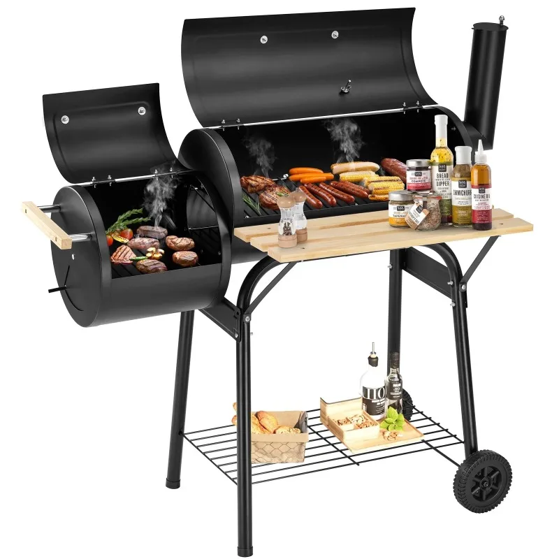

Segmart BBQ Charcoal Grill, 45.28-inch Length Portable Barbecue Grill, Offset Smoker Barbecue Oven with Wheels & Thermometer