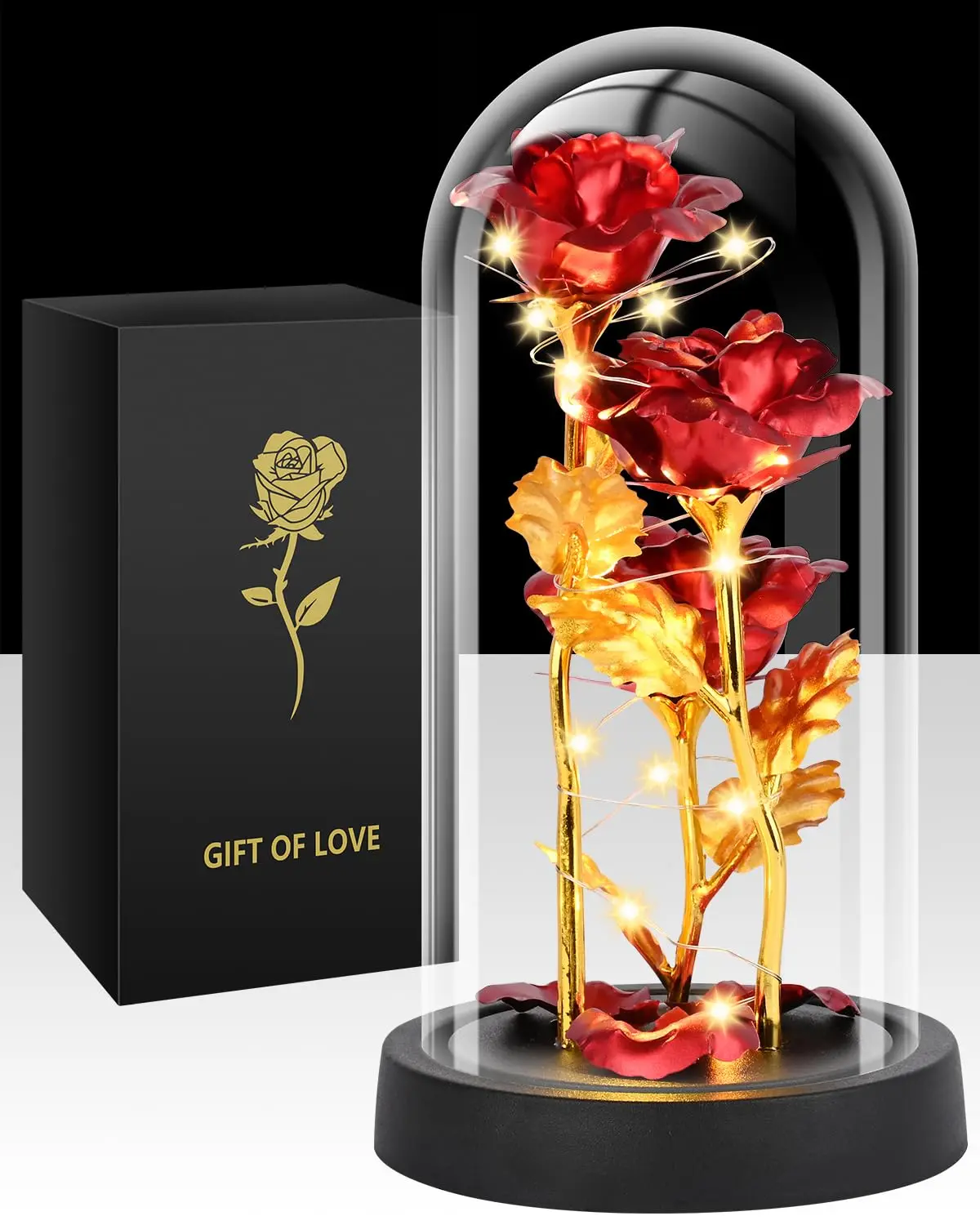 Glass Rose Flower F…