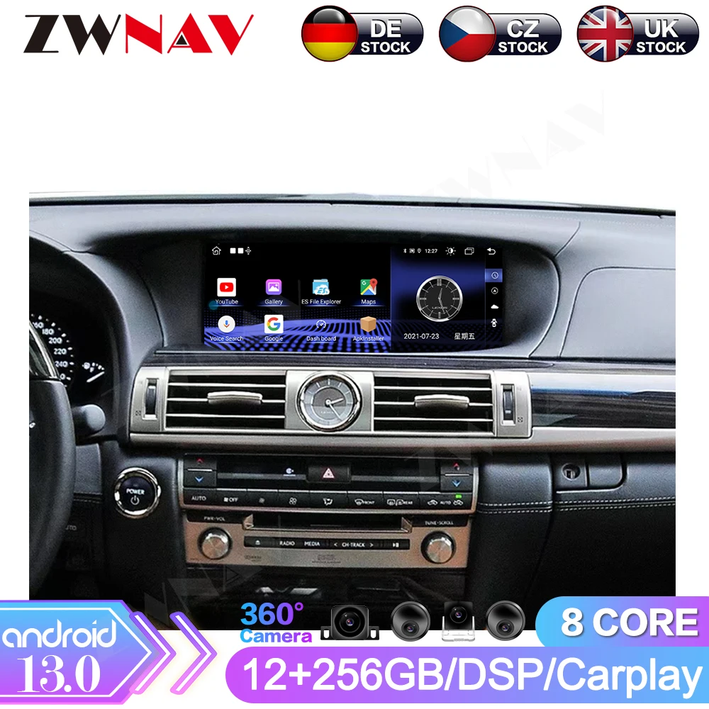 For Lexus LS 2013-2016 Android 13 Qualcomm 12.3 Touch Car Screen Navigation Carplay Car Radio DSP Multimedia Player LHD RHD