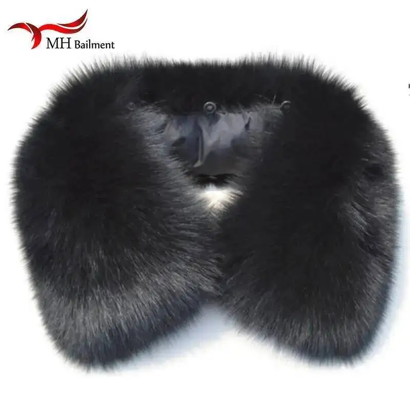 Autunno Inverno Imitazione Rex Coniglio Capelli Colletto Sciarpa Scaldacollo stola per indumento per donne e uomini Nero Bellissimo