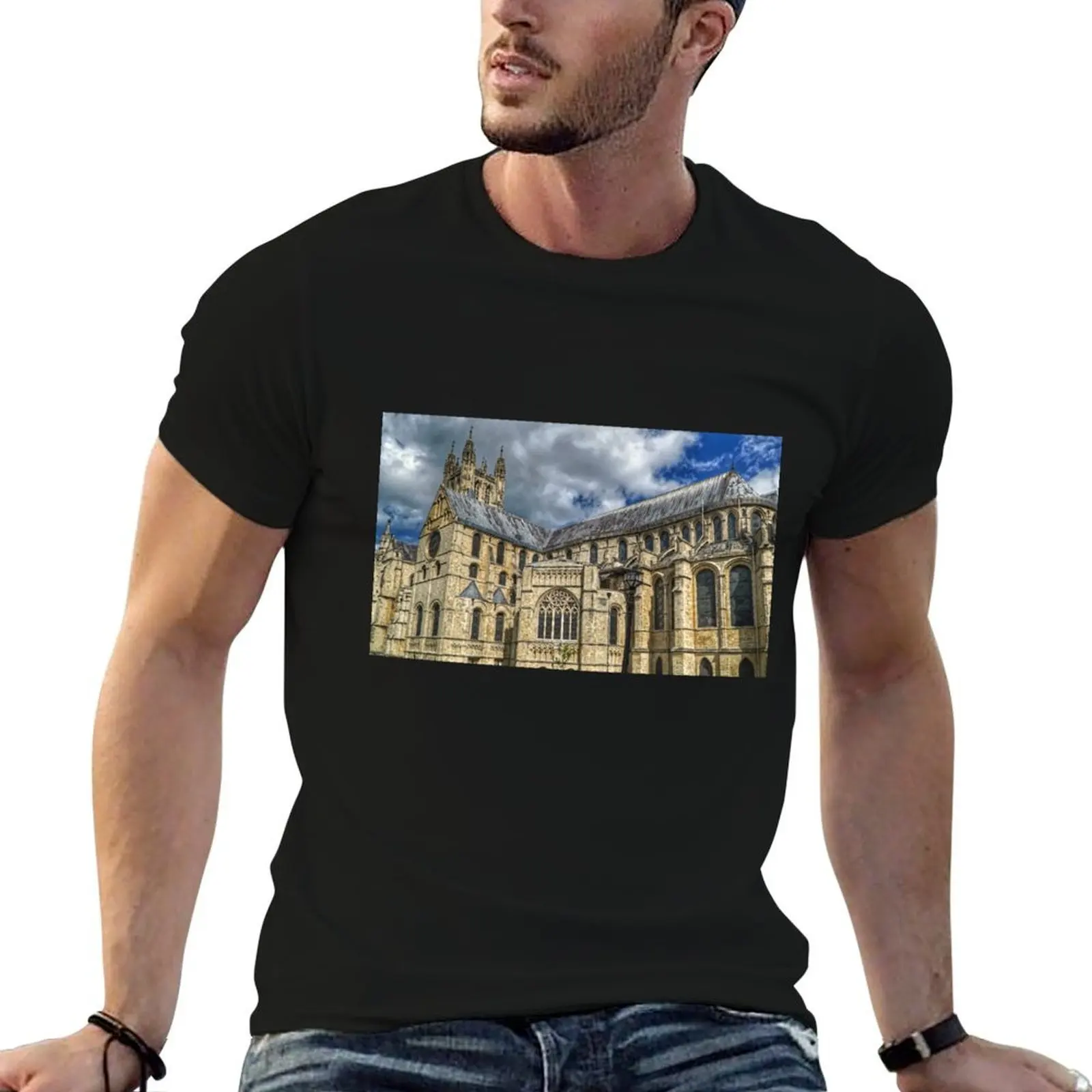 Camiseta de la Catedral de Canterbury, camiseta de fútbol, camiseta de manga corta, camisetas negras para hombre