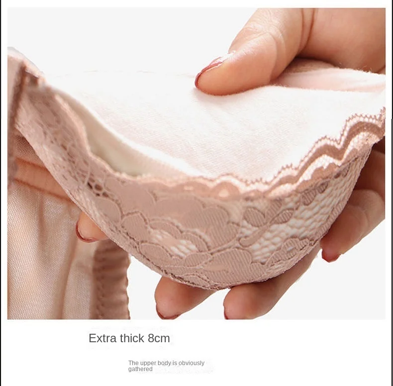 

Super Thickened 8cm Small Chest Flat Chest Special Underwear Women's No Steel Ring Gathered Bra Lace Sexy a Cup Extra Thick Bra