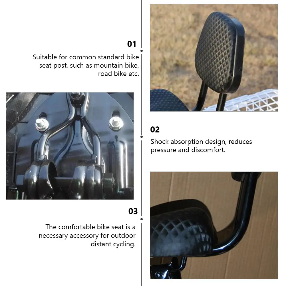 

Bike Saddle Tricycle Bikes Cushion with Backrest Thicken Black Injection Molding Cycling Seat