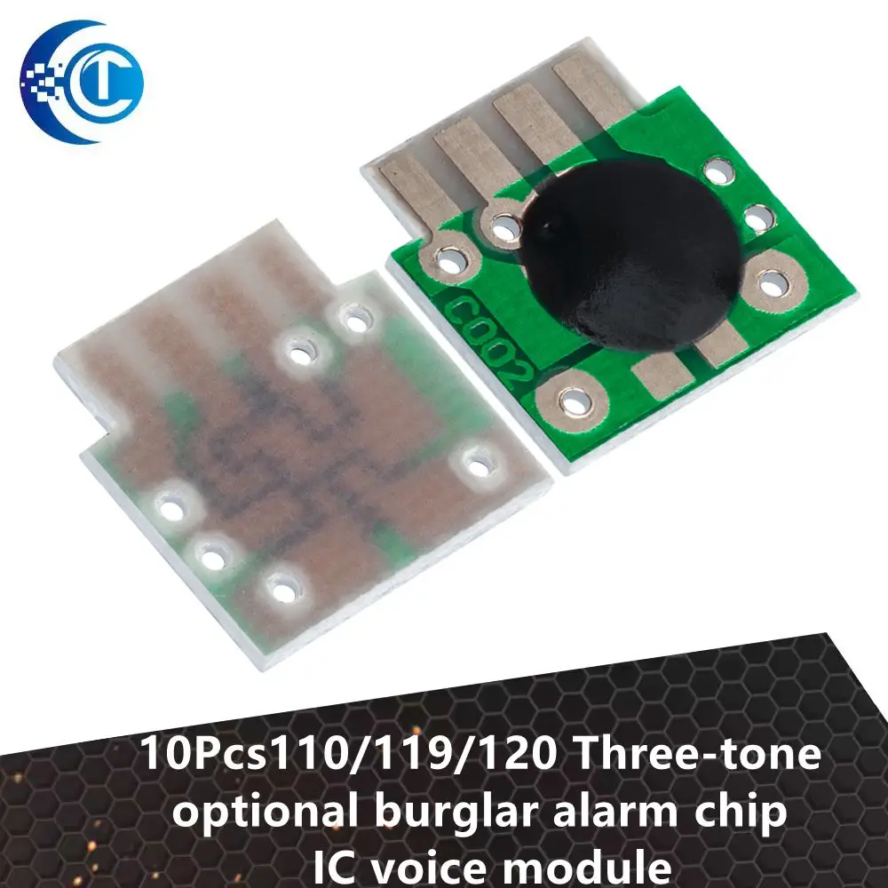 10Pcs110/119/120 Three-tone optional burglar alarm chip IC voice module music integrated circuit C002