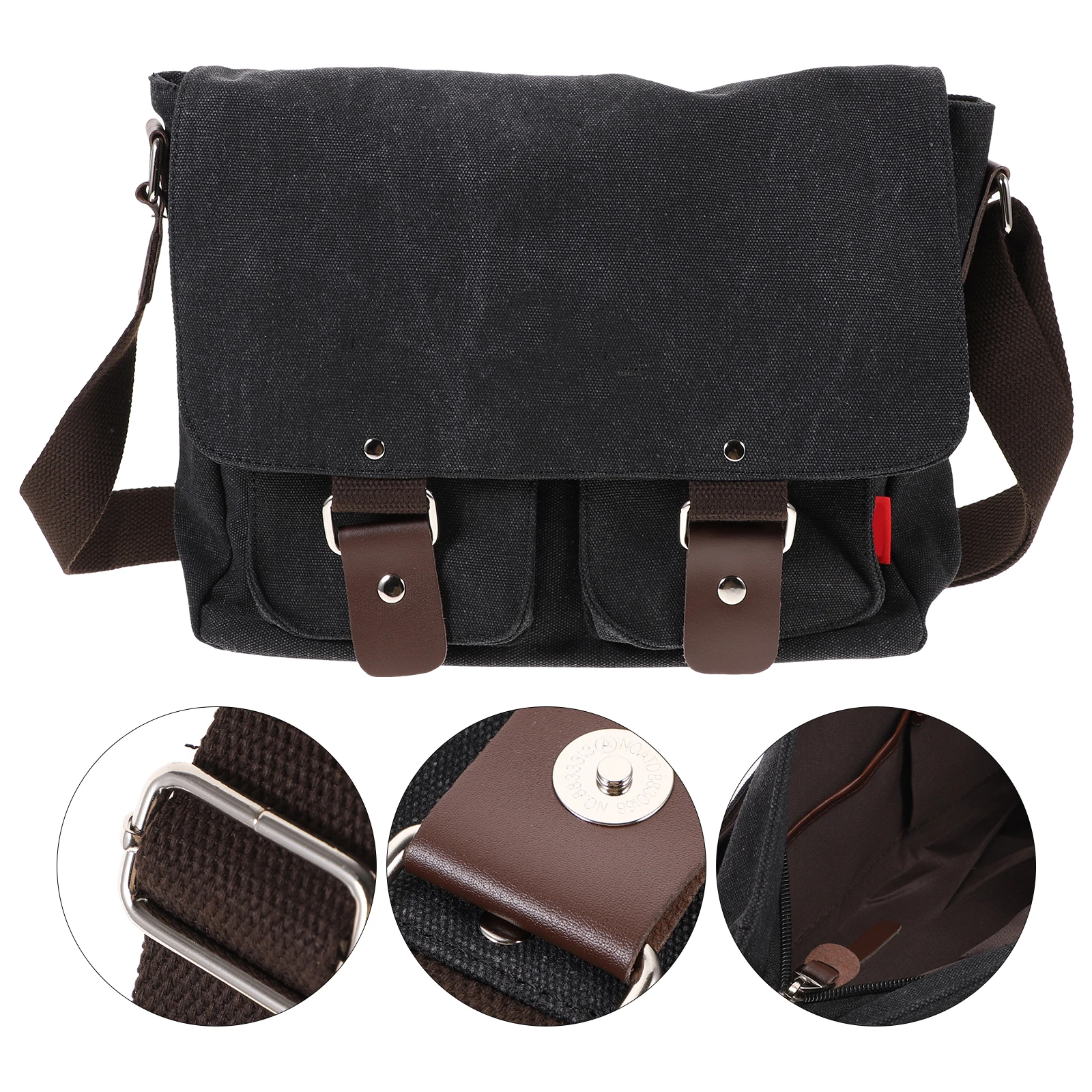 

Vintage Style Men's Canvas Shoulder Bag Crossbody Messenger with Adjustable Strap Multiple Pockets for Men Grey Laptop