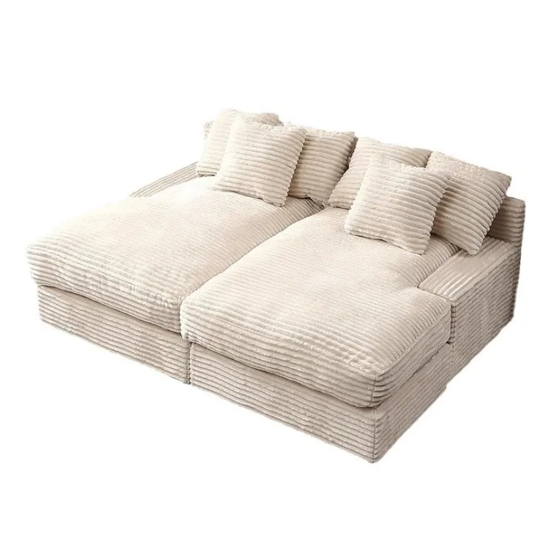 

Italian lazy wind plush cloud sofa super wide sitting deep thick strip corduroy villa premium sofa bed