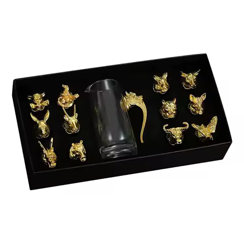 Whisky Glasses Set Chinese Style Barware Drinking Glasses Decanter Set for Men Gift Box Father's Day Gift Bar Luxury Gift Set