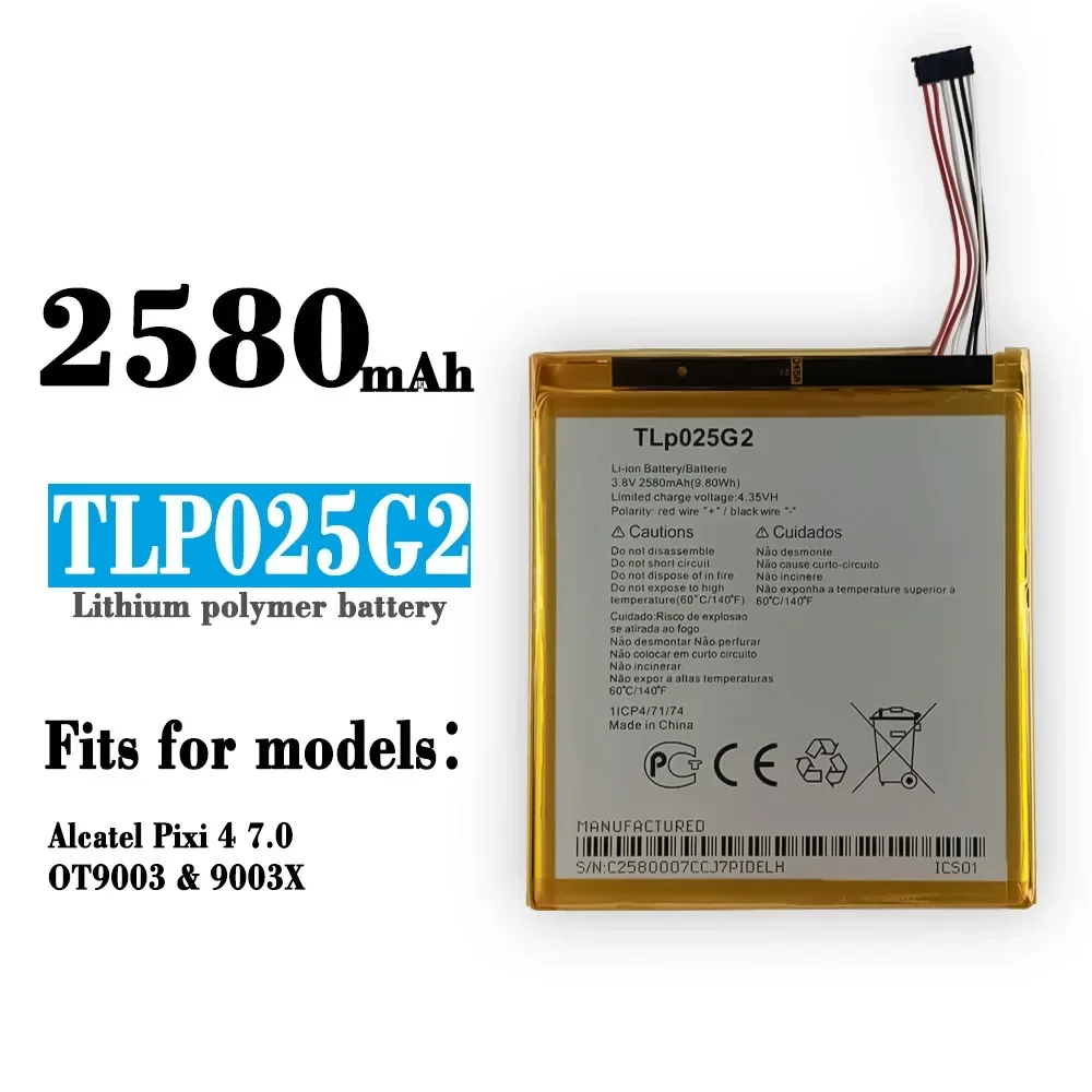 2580mAh TLp025GC TLp025G2 Battery For Alcatel Pixi 4 (7) Spare One Touch 3G 9003X 9003A OT9003 + Repair Tools kit