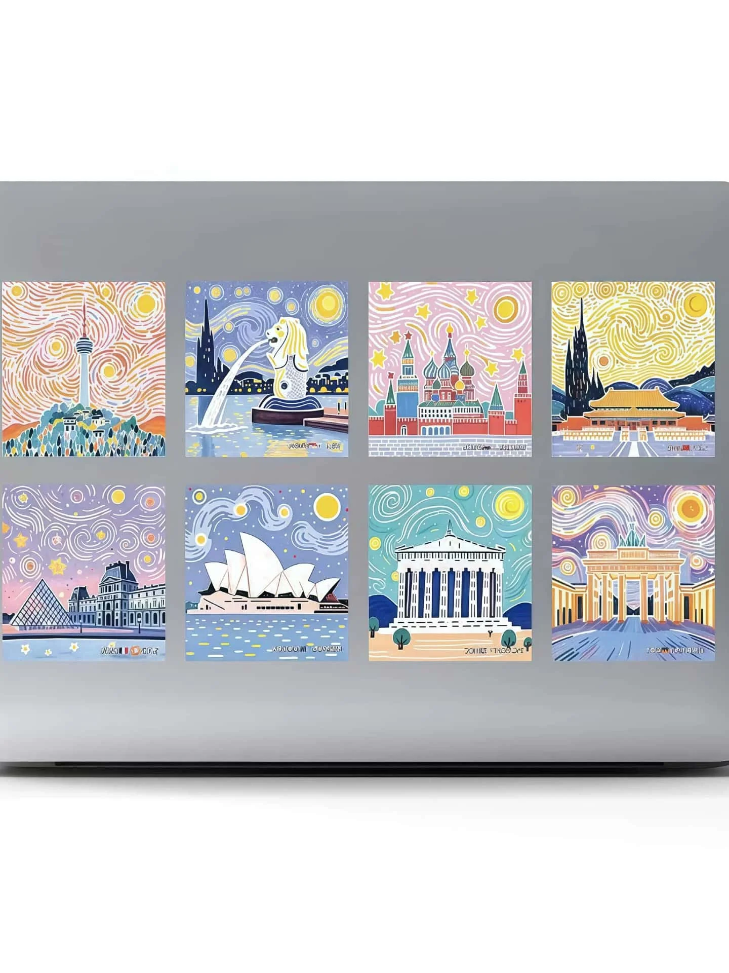 Van Gogh - Style World Landmark Stickers, 500 Pcs/Roll, 14 Iconic Patterns, Perfect for Scrapbooking & DIY Crafts