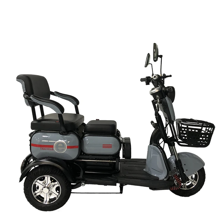 

600W Dual Seat Electric Tricycle for Adults Three-Wheel Electric Scooter with Passenger Seats