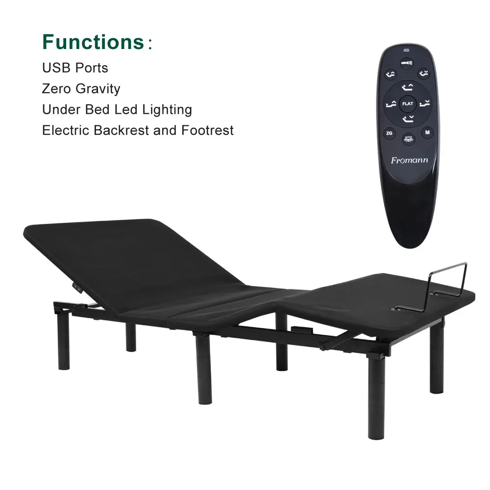 Motorized Zero Gravity Adjustable Bed Frame Electric Base with Head Foot Incline 800 Lbs Home Care Electric Bed
