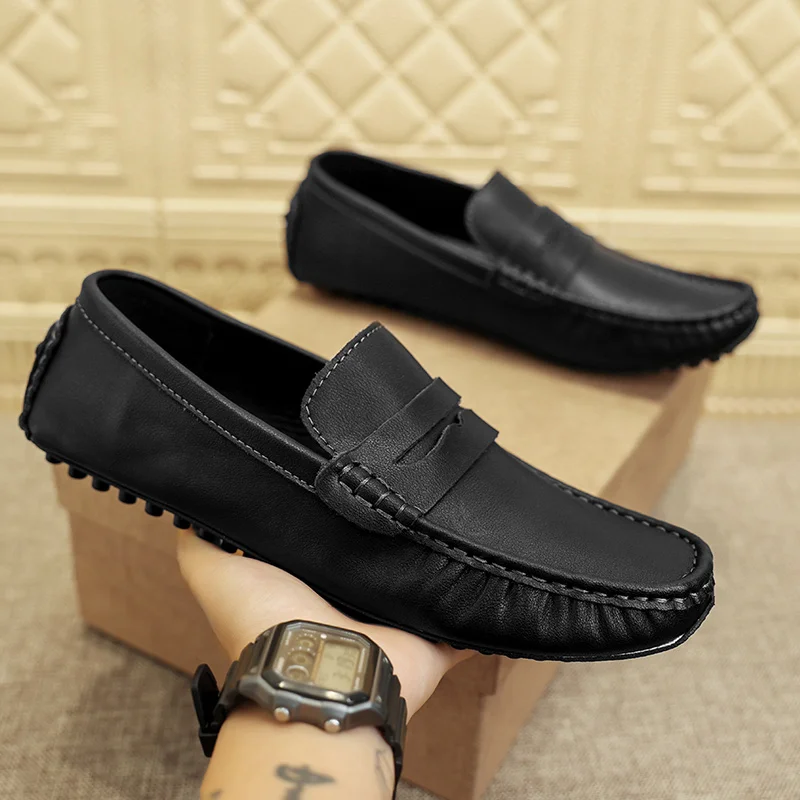 Comfort Loafers Man Shoes Soft Sole Genuine Leather Luxury Brand  Drive Comfy Slip-on Classic Footwear Boat Shoes for Men Spring