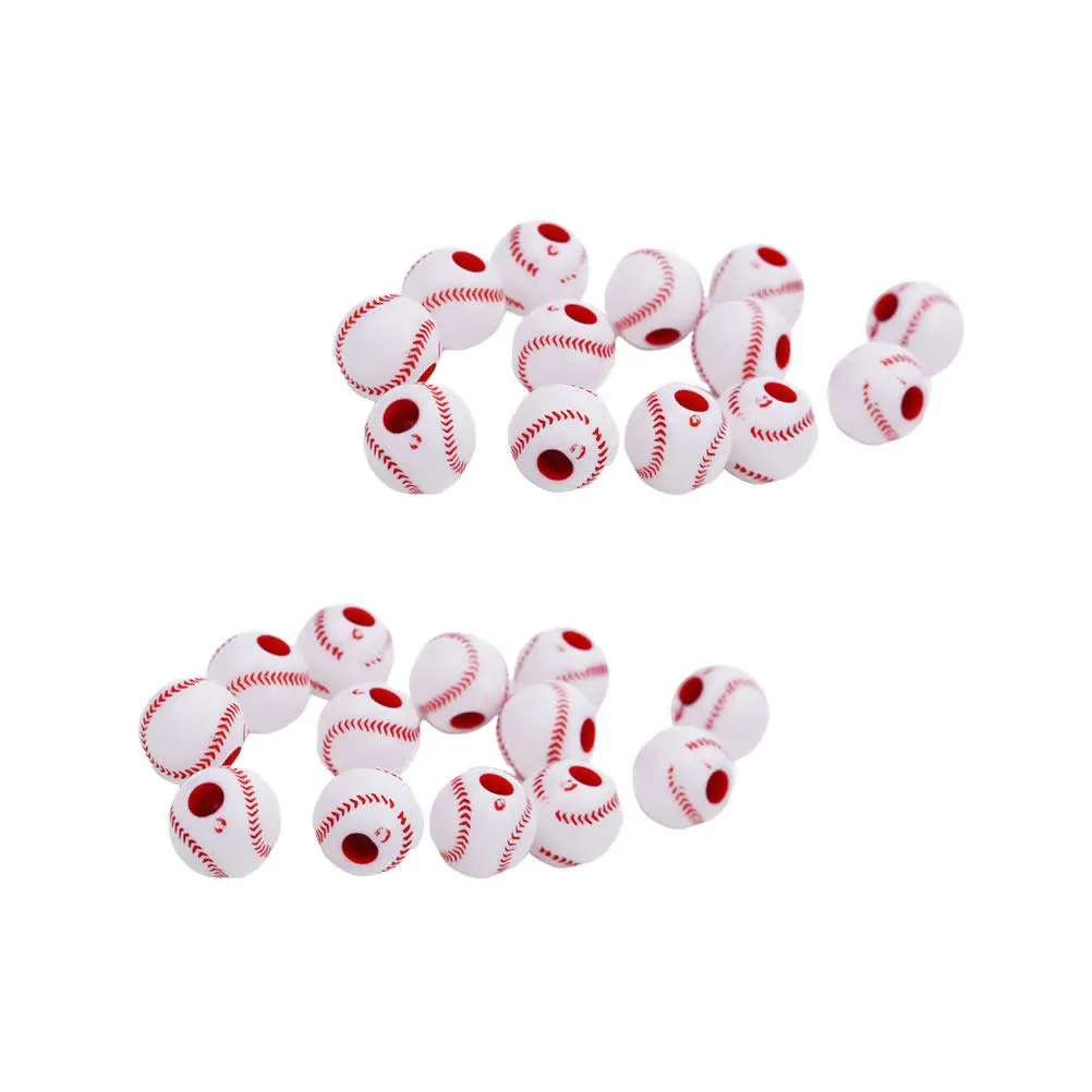 100 pcs Baseball Beads for Keychains, Jewelry Making Charms, Necklace DIY Craft Supplies