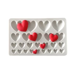 25 Cavity Heart Shape Fondant Mold Love Chocolate Silicone Mould For Valentine's Day Cake Decoration Cupcake Topper Sugar Craft