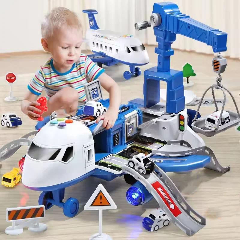 New Deformation Music Simulation Track Inertia Toy Aircraft Large Size Passenger Plane Kids Airliner Toy Car for Children's Gift