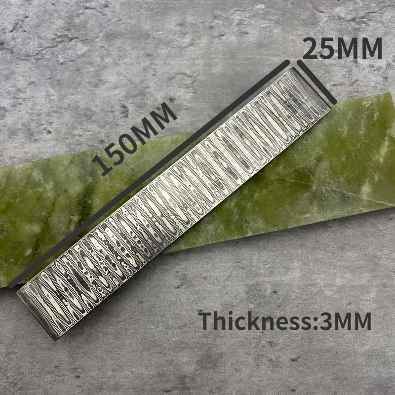 Small Size150x25x3mm Sandwich Damascus Steel for DIY Knife Making Stainless Steel Knife Blade Blank Has Been Heat Treatment VG10