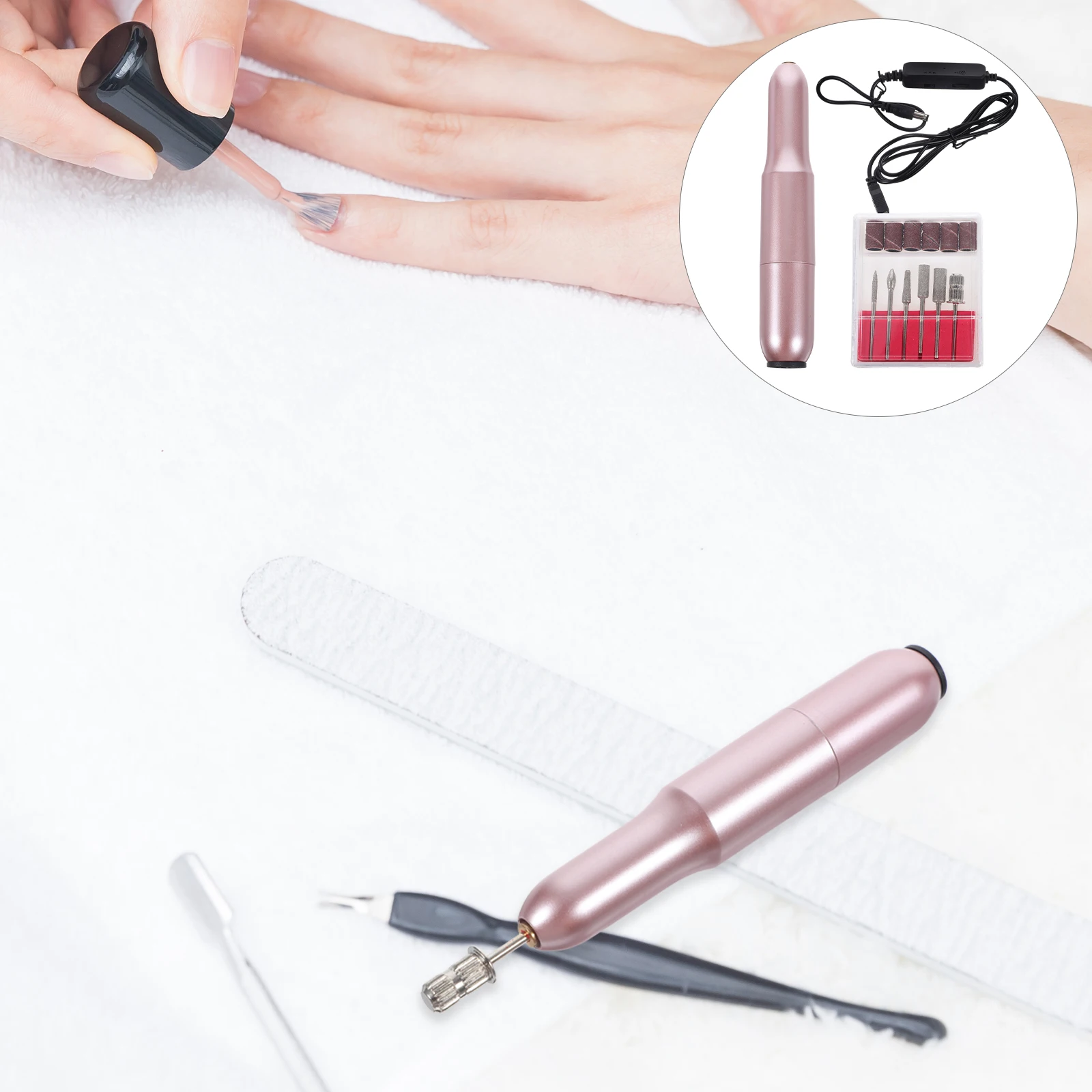 

1pcs USB Charging Nail Grinding Machine Mini Nail Polisher Nail Grinding Tool (Rose Gold, Nail , Color Ceramics G