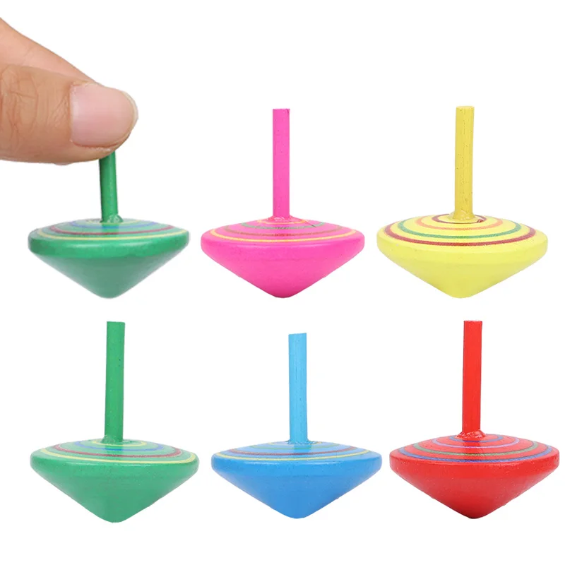 

10Pcs Mini Colored Cones Wooden Gyro Finger Game Toys For Kids Birthday Party Favors Baby Shower Gifts Pinata Filler Goodies Bag