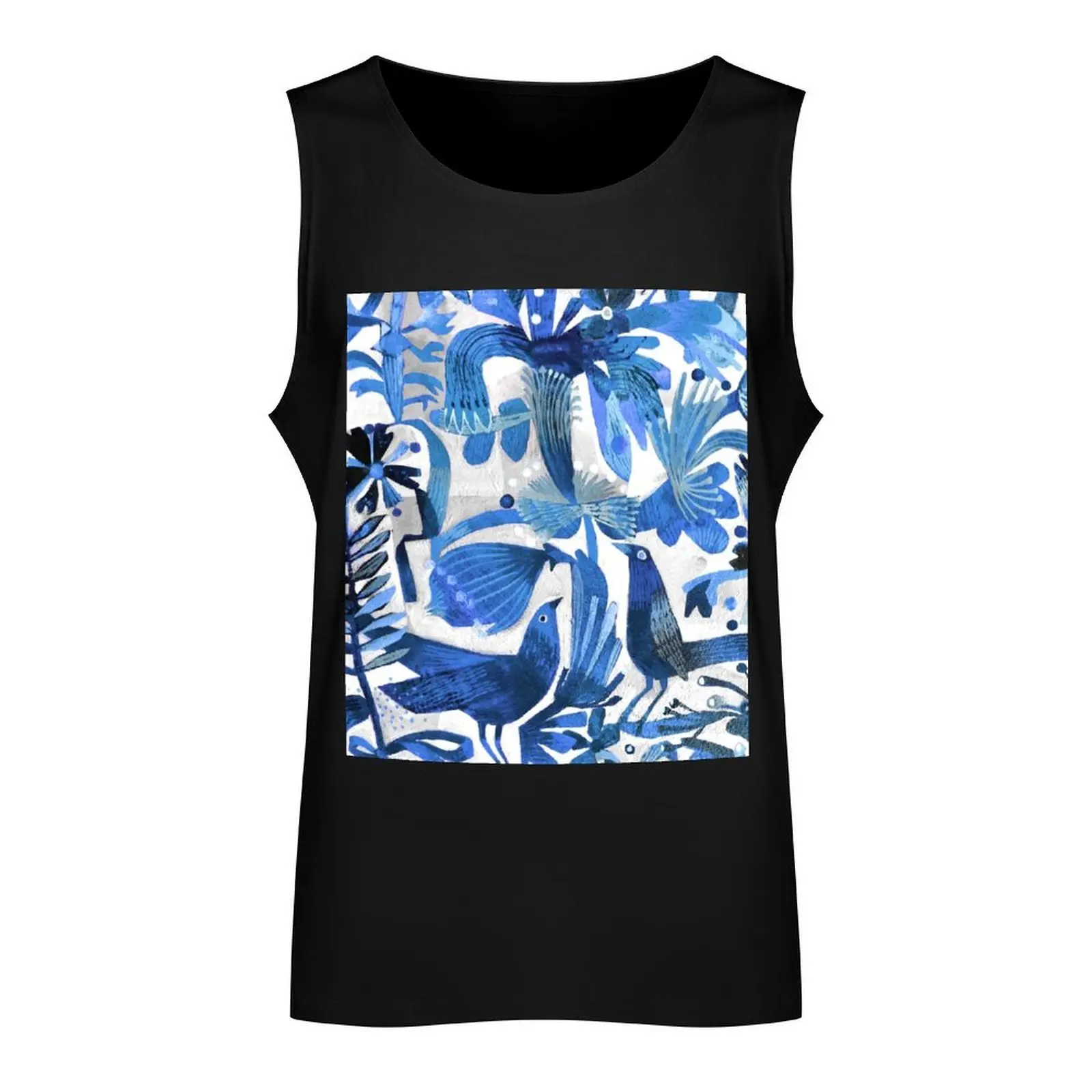 Delft blue Tank Top Men's vest sleeveless shirts