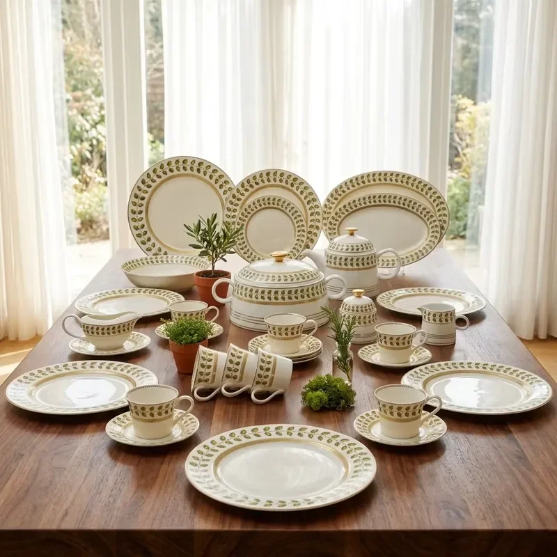 Porcelain China Dinnerware Sets for 12 People Home Hotel Dinner Sets