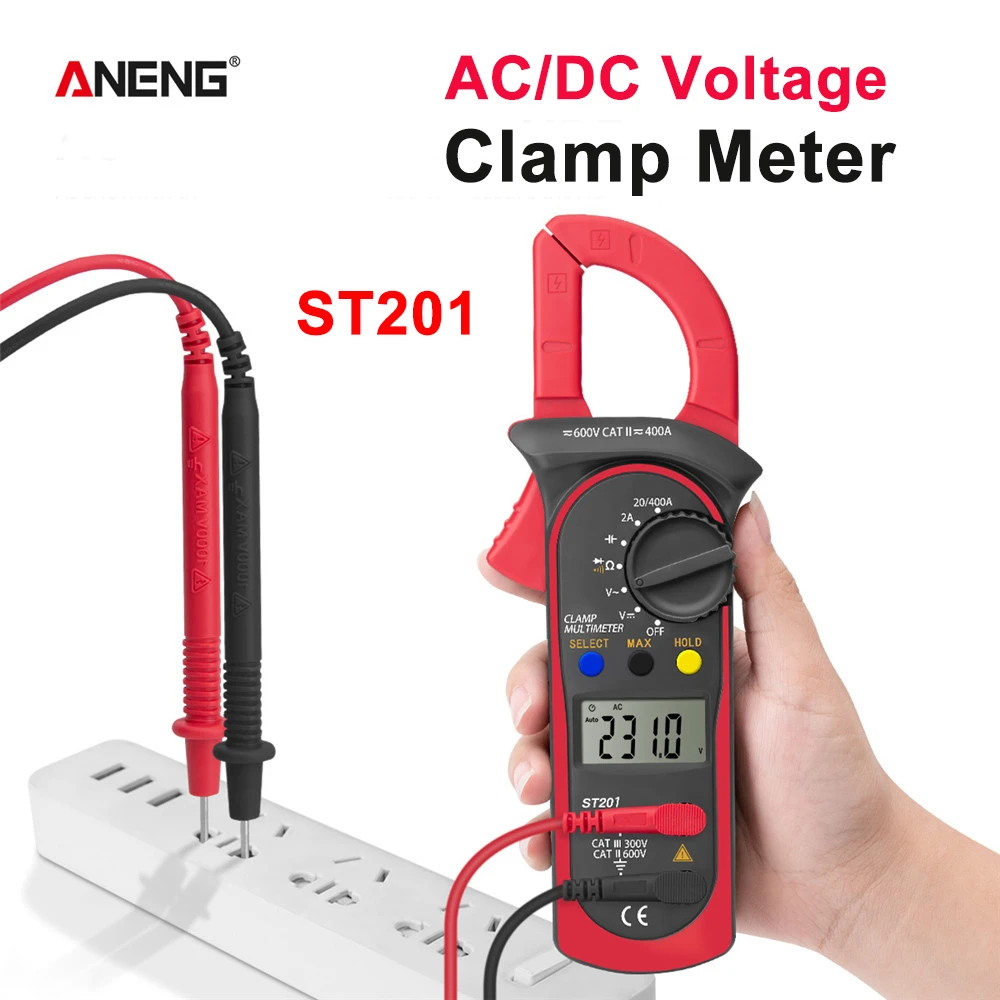 ANENG ST201 multímetro Digital abrazadera profesional amperímetro Transistor condensador probador de potencia herramientas de prueba de voltaje automotriz