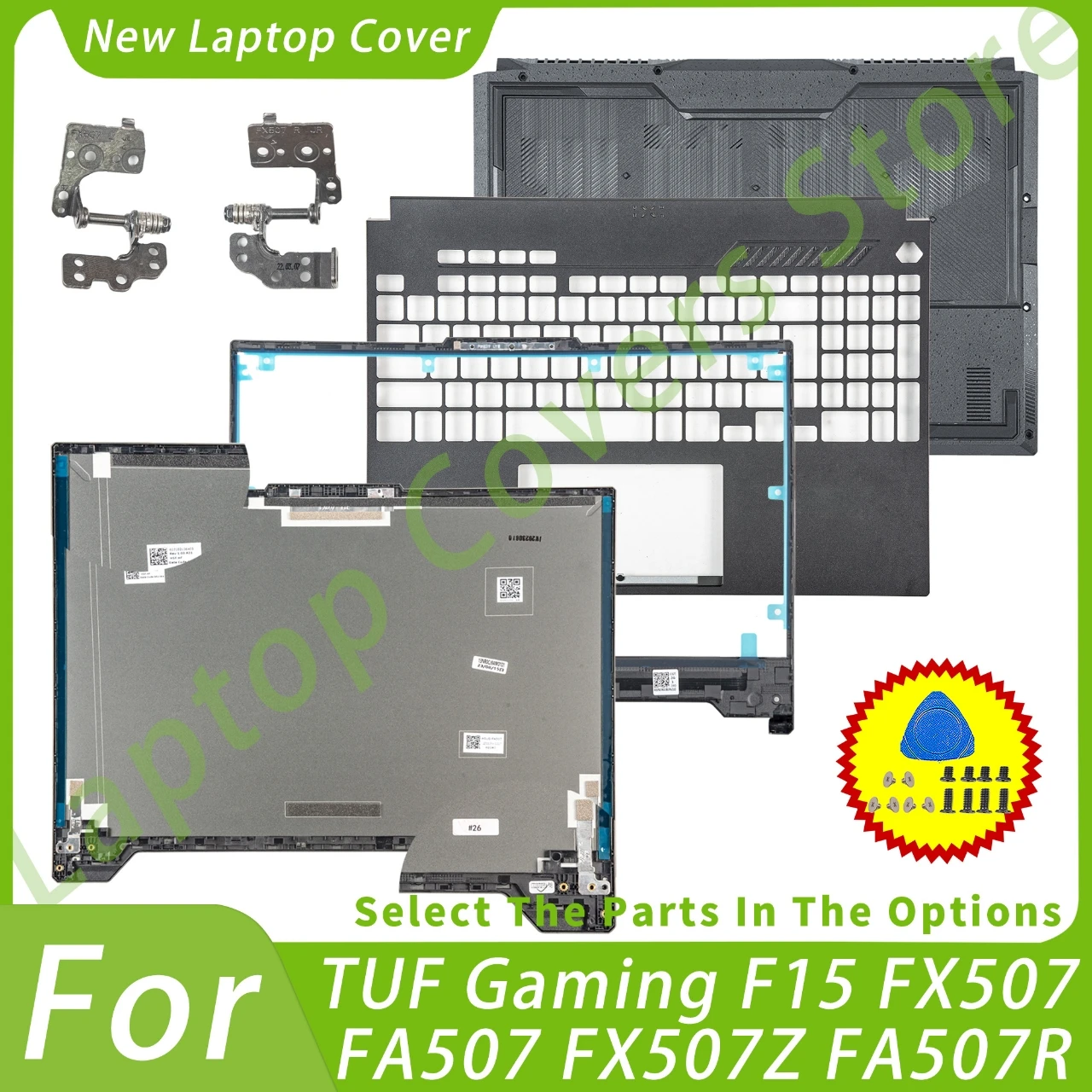 

Metal Parts For TUF Gaming F15 FX507 FA507 FX507Z FA507R LCD Back Cover Bezel Palmrest Bottom hinges keyboard Replace 15.6inch