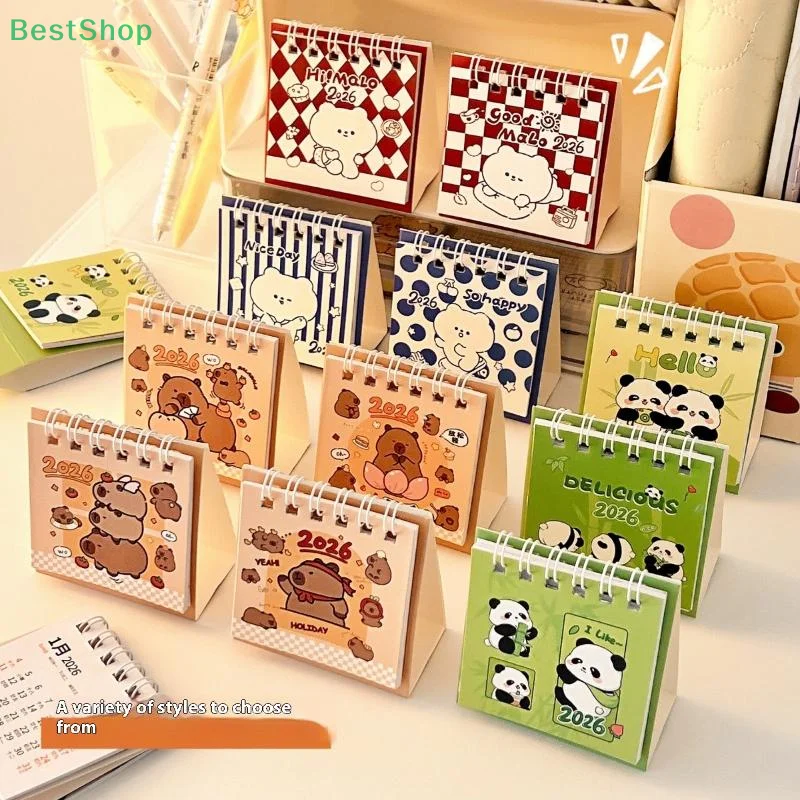 

2026 Year Cartoon Capibara Desktop Mini Desk Calendar Planner Desktop Decoration Office Stationery