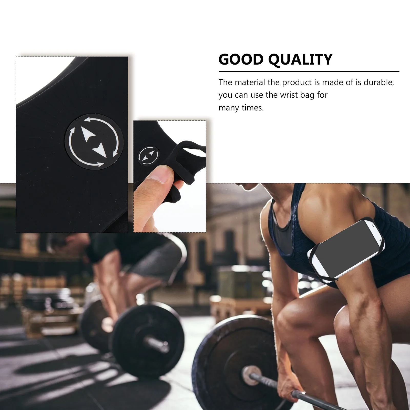 1Set Black Sports Phone Arm Bag Rotating Detachable Wristband Case Lightweight Running Cycling Outdoor Arm Bag