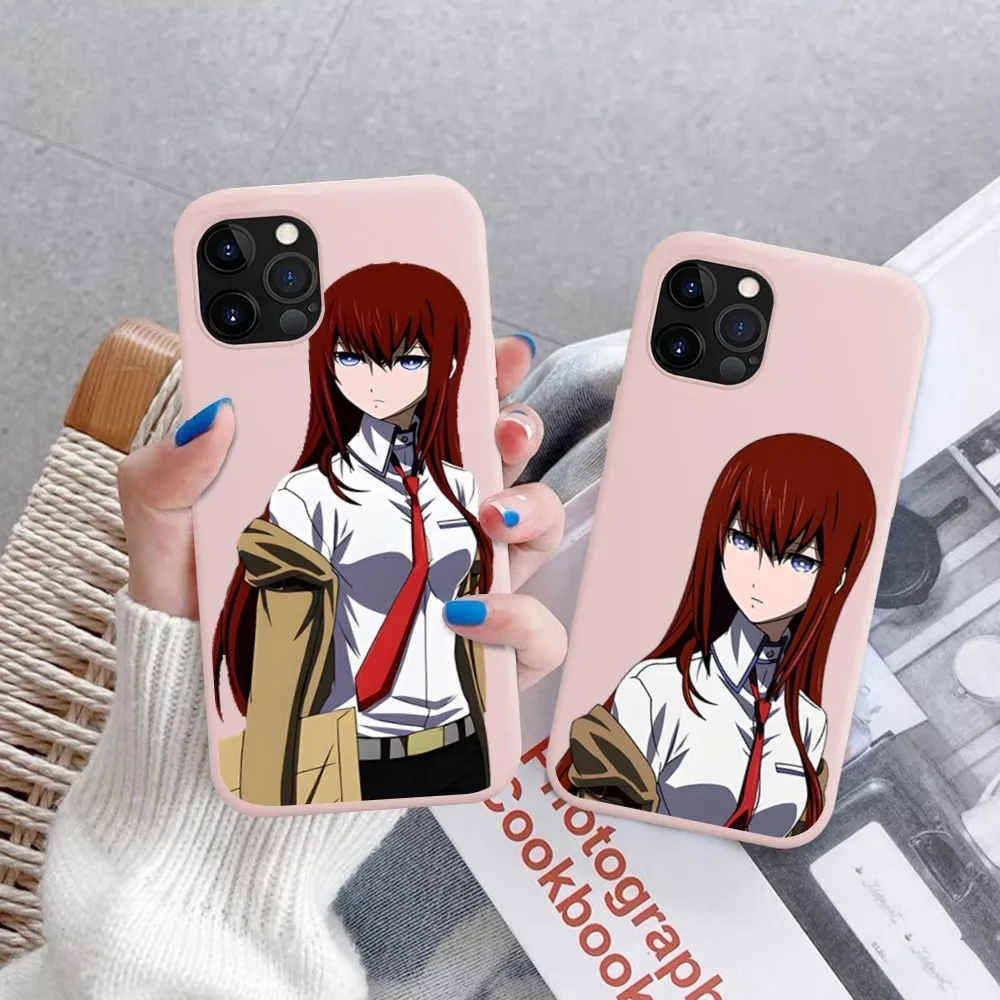 Steins Gate Okabe Anime Phone Case for iPhone 14 11 12 13 Mini Pro Xs Max 8 7 6 6S Plus X XR Solid Candy Color Case