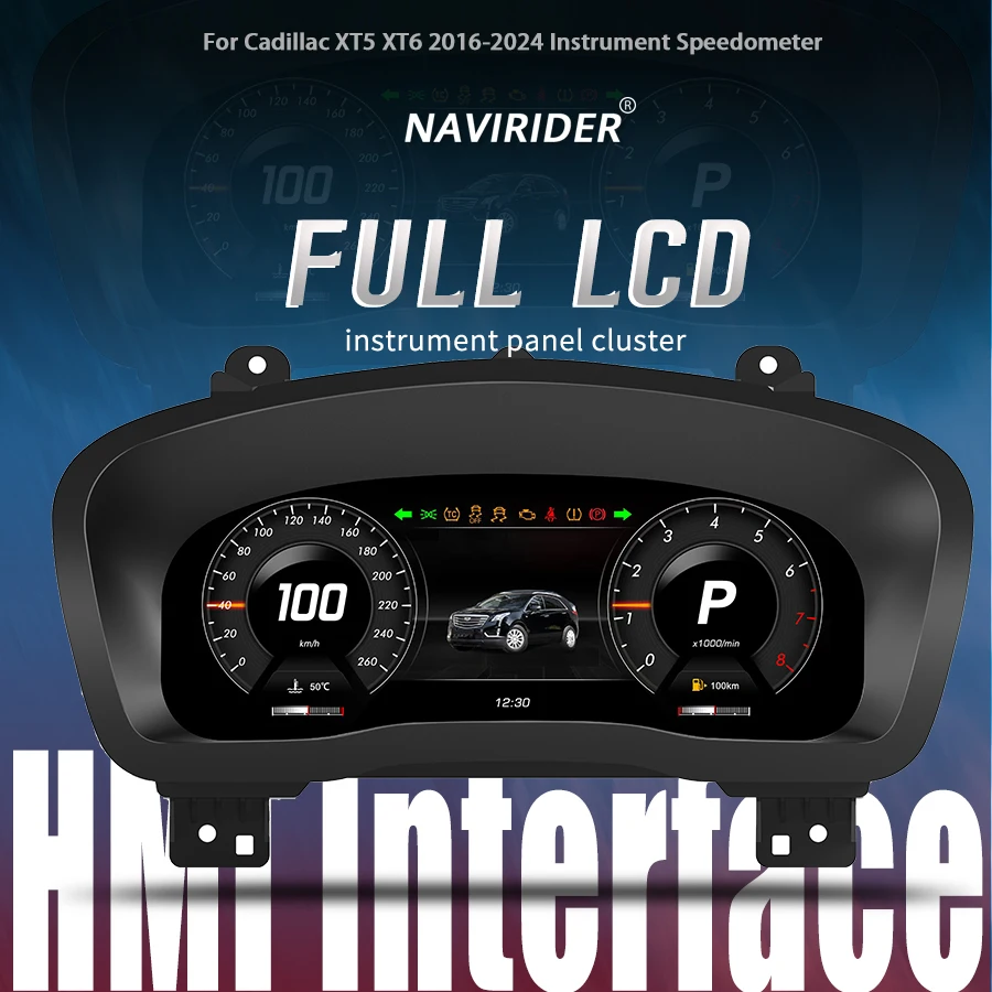 LCD Instrument Panel For Cadillac XT5 2016-2024 XT6 2020-2024 Digital Dashboard Speedometer Carplay Virtual Cockpit Tachometer