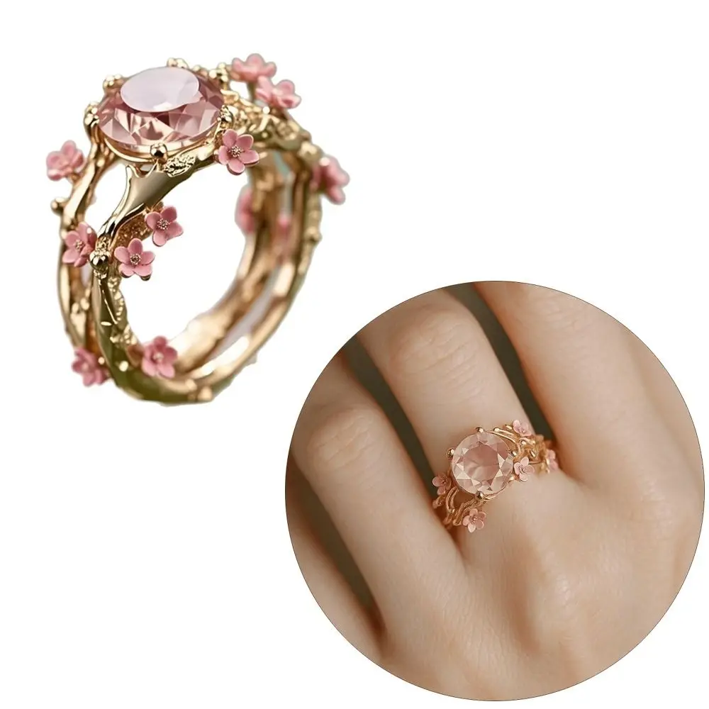 Fade-Resistant Flower Ring Inlaid Zircon Simple Design Trendy Rings Daily Wear Individual Ins Style Finger Decoration