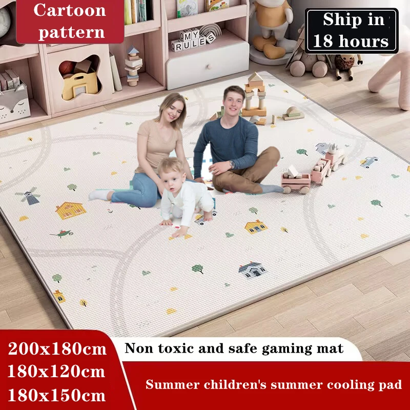 

Large Size Non-toxic Play Mat for Children's Safety Mat 1cm EPE Environmentally Thick Baby Crawling Play Mats Folding Mat Carpet